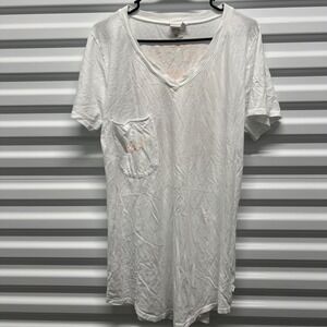 Venley Mens T-Shirt XL White Cotton Rosemary Beach Graphic Pocket Longline USA